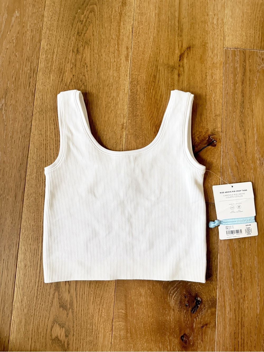 Athleta Girl White Rise Above Rib Crop Tank Top